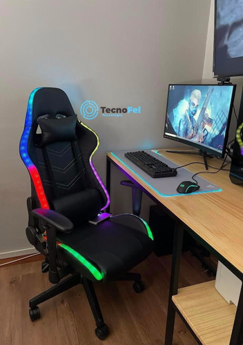 Silla Gamer Black Edition Con Luces Rgb