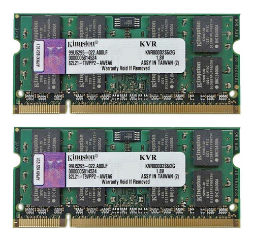 Memória Kingston Notebook 4gb (2x2gb) Ddr2 800mhz Kvr800d2s6