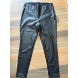 Pantalon Calvin Klein Simil Cuero Negro L Legging