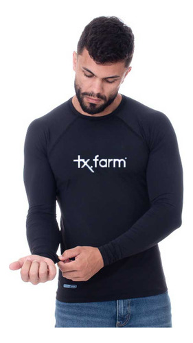 Camisa Com Fator 50+ Uv Preta Texas Farm