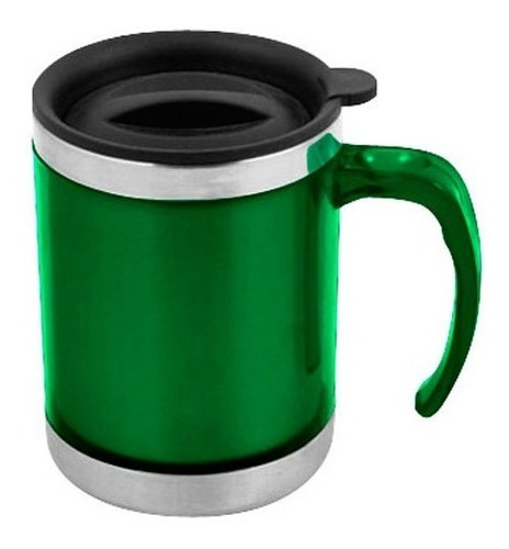 8 Mug Térmico Verde De Doble Pared Aislante Con Tapa Pull-up