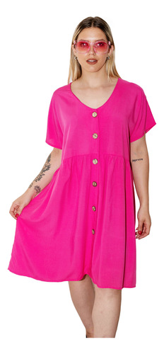 Vestido Fibrana Fucsia Blackmapa Mujer