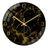 Vikmari Reloj Moderno Negro Con Textura De Mármol, Manecilla