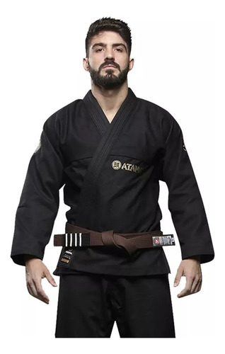 Kimono Classic Preto Jiu Jitsu Trançado Bjj Adulto Atama