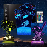 3d Sonic Anime Luz Nocturna -led Lampara Ilusion 3 Patrones