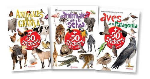 * 3 Libros Arma Tu Libro * Granja + Selva + Aves Stickers