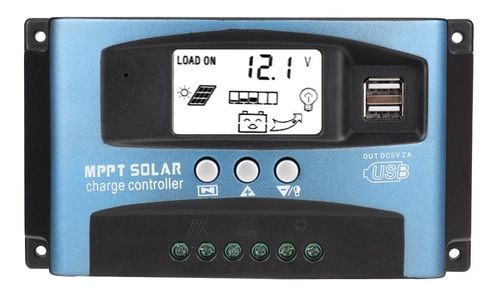 Controlador De Carga Solar Mppt 40a Dual Usb Lcd 12v 24v 