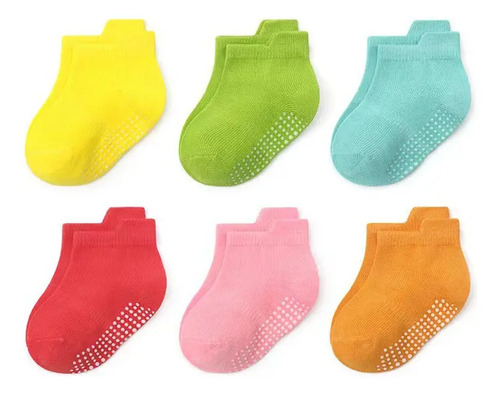 6 Pares Calcetines Antideslizantes De Algodón Para Niño Niña