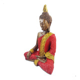 Buda Hindu Meditação Estátua Grande Cor Vermelha 30cm