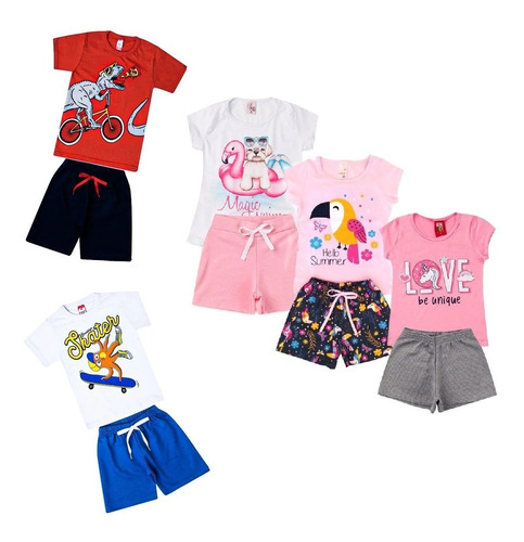 1 Camiseta E 1 Shorts Infantil Atacado Revenda Barato Oferta