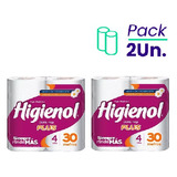 Papel Higienico Doble Hoja Plus 30mt 4 Un Higienol Pack X2