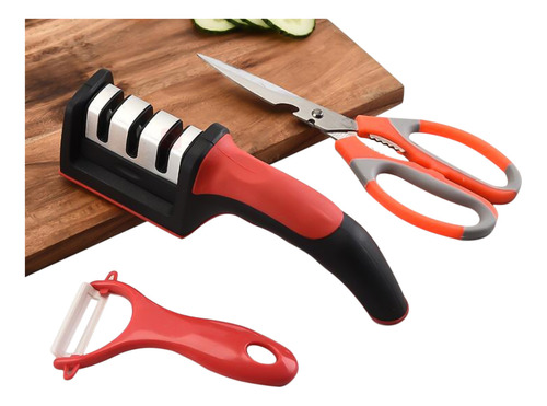 Kit Afilador Cuchillos Tijeras Pelador Utensilios Cocina