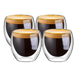Set 4 Tazas Espresso Doble Pared 250ml Frio, Caliente