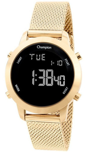 Relógio Champion Feminino Digital Dourado Ch40062u Cor Do Fundo Preto