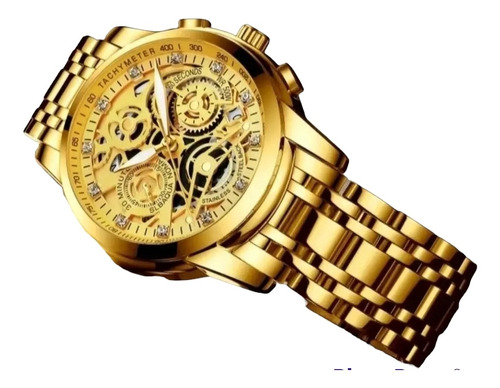 Reloj Deportivo De Lujo Dorado Con Brillantes Anuel L-gante