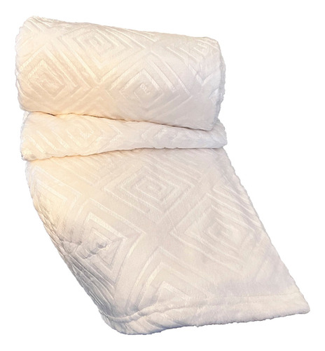 Cobertor Manta 1,80x2,40 Flannel Embossed Antialérgico Casal Cor Branco