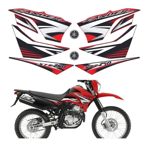 Kit Adesivos Compativel Com Yamaha Lander 250 2011 Vermelha