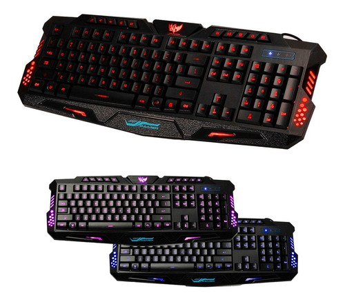 Teclado Gamer Pc Tricolor Luces Led Profesional Usb