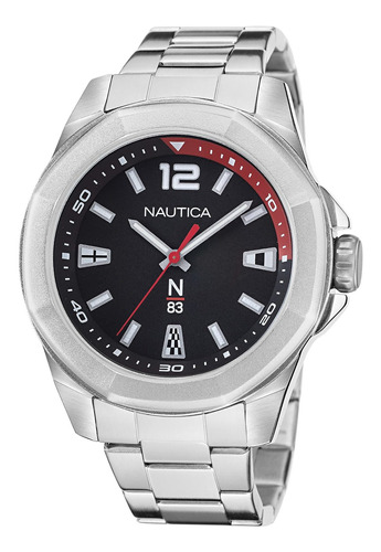 Reloj Hombre Nautica Naptbf104 Cuarzo Pulso Plateado En