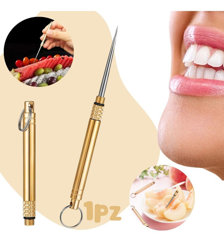 Palillo Dientes Acero Bolsillo Limpieza Dental Bucal 1pz