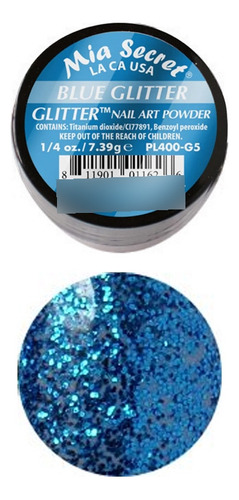 Polvo Acrilico Blue Glitter Mia Secret 7gr Color Brillo Azul
