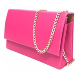 Bolsa Festa Balada Casual Clutch Alça Corrente Cor Rosa Pink