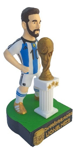 Figura 3d Messi Campeón Del Mundo 12cm