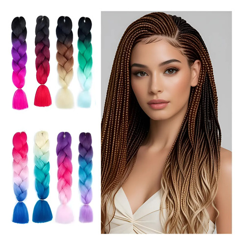 Paquete De 3 Extensiones De Trenzas Kanekalon 3 Tonos 100 G