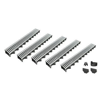 Rejilla Galvanizada + Canal Hexaline Plástico Aco 5mt + Acce