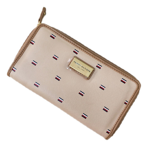 Billetera Tommy Hilfiger Mujer Beige Con Logo De Marca