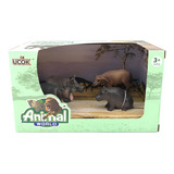 Animal World 99704 Playset 19cm  Pack X4 -rino Antilope Hipo