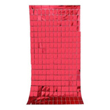 Cortina Metalizada Quadrada Metálica Painel - Vermelho 