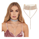 Gargantilla Cristales Sexy Choker Moda Collar Plata Fiesta