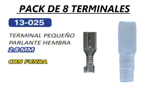 Pack 8terminales Eléctricos Hembra (parlante) 2.8 Mm