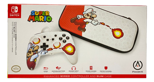 Nintendo Switch: Control Alambrico + Funda Slim Super Mario