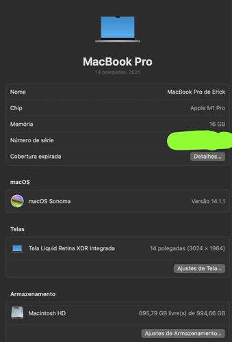 Macbook Pro 14 M1 Pro, 1tb E 16gb De Ram