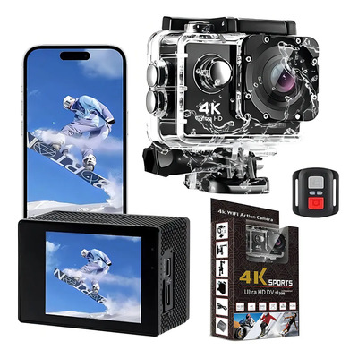 Cámara Deportiva 4K Ultra HD DV WiFi Resistente al Agua 40m Negro Sports | Envío gratis