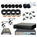 Kit Cctv Dahua 8 Cámaras 2 Micrófono 5mp Dvr 8 Canales 2tb