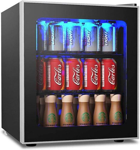 Enfriador De Bebidas Costway 62 Latas Led Puerta Cristal