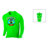 Blusa Camisa Infantil Poliester Uv50 Com Copo Verde Prolife