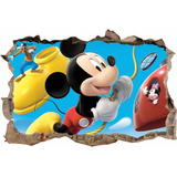 Vinilos 3d Pared Rota La Casa De Mickey Mouse - 1m X 60cm