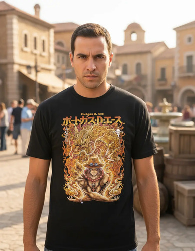 Playera De Anime One Piece Portgas D Ace Fire Style