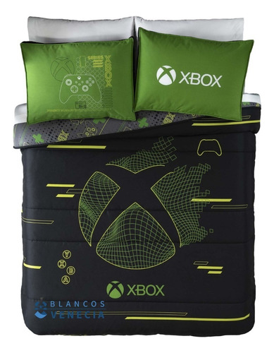 Edredón Gamer Xbox Matrimonial Vianney Color Negro