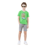 Conjunto Infantil Masculino Bermuda Moletom Verão 838155