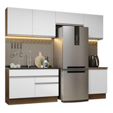 Mueble De Cocina Integral 260cm Glamy Madesa 05 Color Marrón/blanco