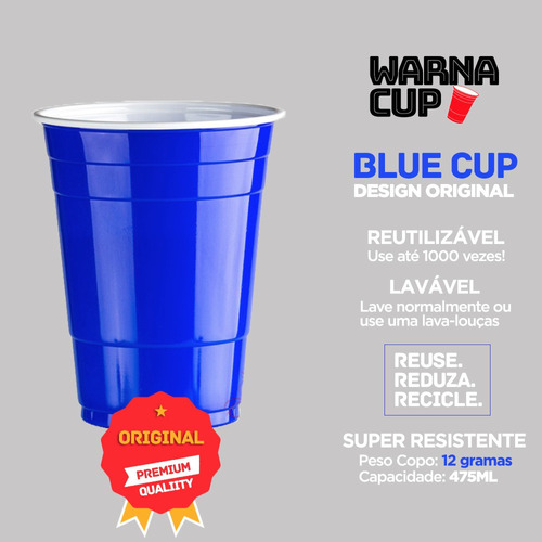 Red Warna Cup - 50 Copos - Vermelho Americano - 475ml