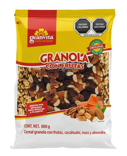 Granola Granvita Con Frutas, Cacahuate, Nuez Y Almendra 800g