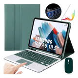 Funda C/teclado Mouse Lapiz Para Galaxy Tab A8 10.5'' Verde