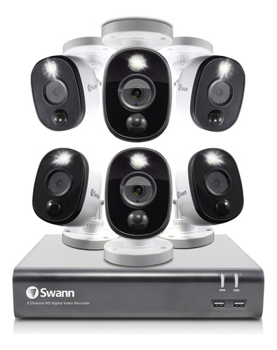 Swann - Sistema De 6 Camaras De Seguridad De 8 Canales Dvr, 