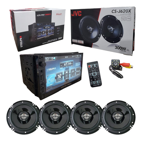 Estereo Steelpro Con Pantalla + 4 Bocinas Jvc 6.5 